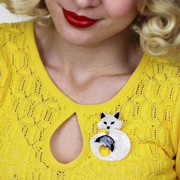 Erstwilder - She's So Foxy Brooch (2017) white - 20th Century Artifacts