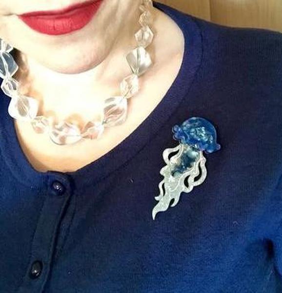Erstwilder - Slippin' Under Jellyfish Brooch (2018) blue - 20th Century Artifacts