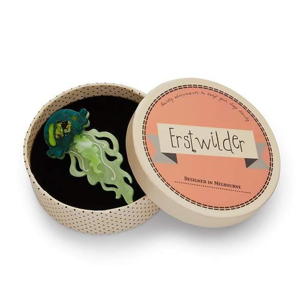Erstwilder - Slippin' Under Jellyfish Brooch (green) - 20th Century Artifacts