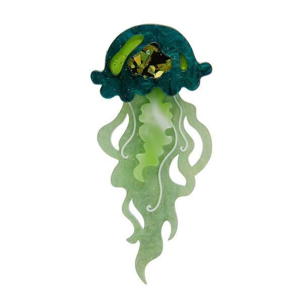 Erstwilder - Slippin' Under Jellyfish Brooch (green) - 20th Century Artifacts