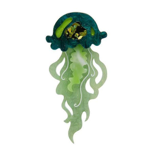 Erstwilder - Slippin' Under Jellyfish Brooch (green) - 20th Century Artifacts