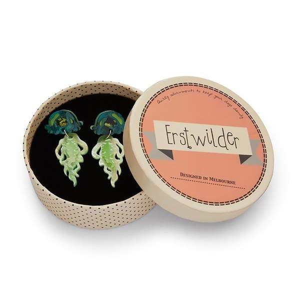 Erstwilder - Slippin' Under Jellyfish Earrings (green) - 20th Century Artifacts