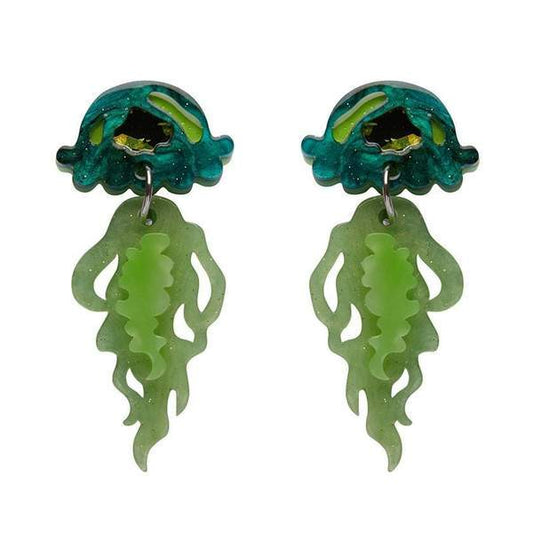 Erstwilder - Slippin' Under Jellyfish Earrings (green) - 20th Century Artifacts