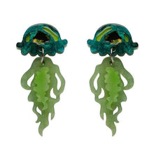 Load image into Gallery viewer, Erstwilder - Slippin&#39; Under Jellyfish Earrings (green) - 20th Century Artifacts