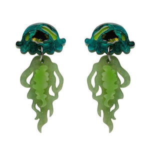 Erstwilder - Slippin' Under Jellyfish Earrings (green) - 20th Century Artifacts