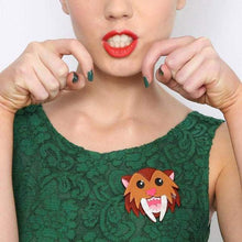 Load image into Gallery viewer, Erstwilder - Smilodon Smiles Sabre Tooth Tiger Brooch (2016) - 20th Century Artifacts