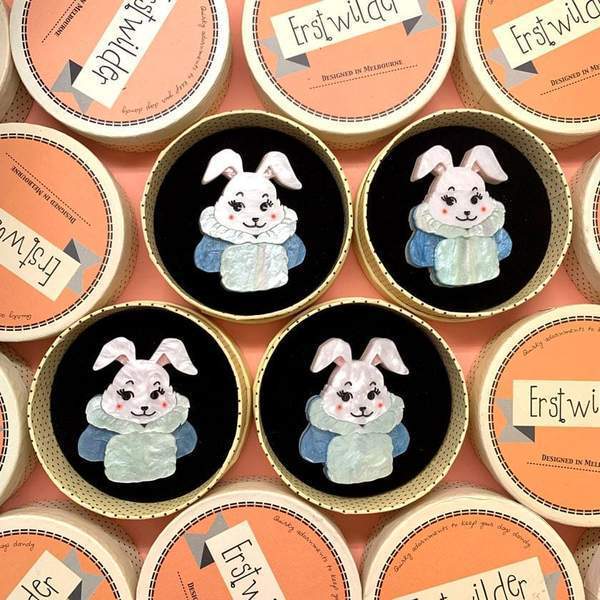 Erstwilder - Snuggly Buffy Bunny Brooch - 20th Century Artifacts