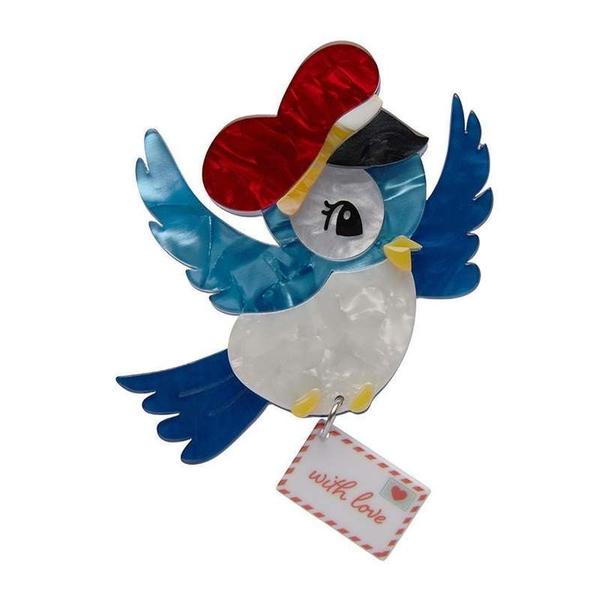 Erstwilder - Special Delivery Bluebird Brooch (2020) - 20th Century Artifacts