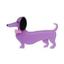 Load image into Gallery viewer, Erstwilder - Spiffy The Sausage Dog Brooch (2020) purple - 20th Century Artifacts