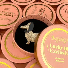 Load image into Gallery viewer, Erstwilder - Spiffy the Sausage Dog Brooch (2021) gold - 20th Century Artifacts