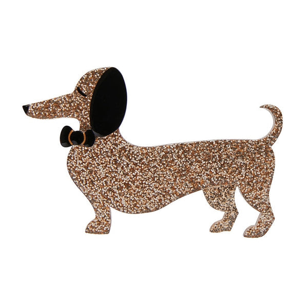 Erstwilder - Spiffy the Sausage Dog Brooch (2021) gold - 20th Century Artifacts