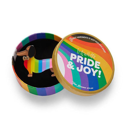 Erstwilder - Spiffy the Supportive Dog Brooch (2022) rainbow - 20th Century Artifacts