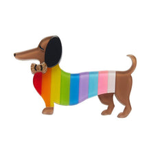Load image into Gallery viewer, Erstwilder - Spiffy the Supportive Dog Brooch (2022) rainbow - 20th Century Artifacts