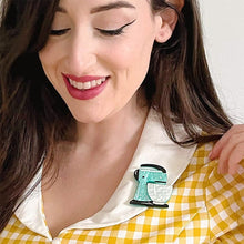 Load image into Gallery viewer, Erstwilder - Spin Me Right Round Brooch (Blue) - 20th Century Artifacts