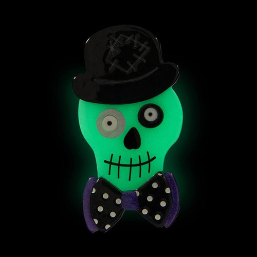 Erstwilder - Stan the Bowtie Man GITD Brooch - 20th Century Artifacts