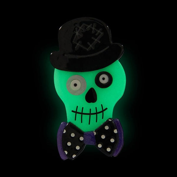 Erstwilder - Stan the Bowtie Man GITD Brooch - 20th Century Artifacts