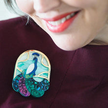 Load image into Gallery viewer, Erstwilder - Stile Liberty Peacock Brooch - 20th Century Artifacts