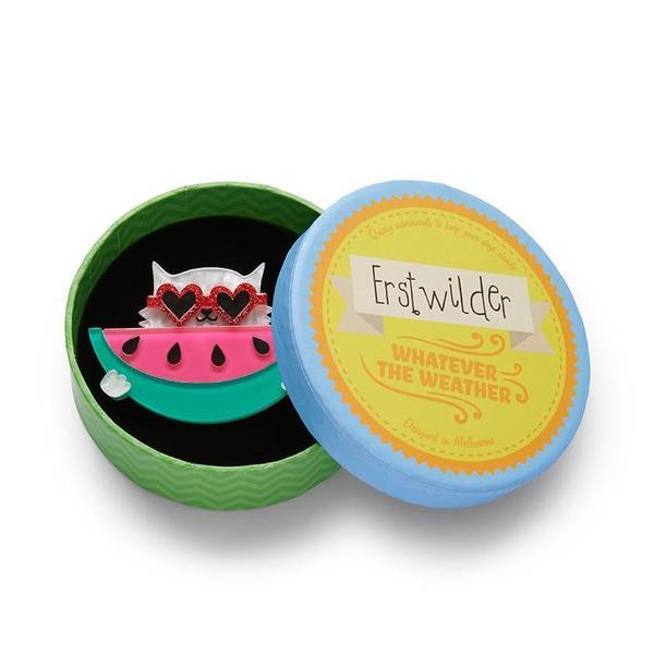 Erstwilder - Sunnies & Seeds Cat Watermelon Brooch (2020) - 20th Century Artifacts