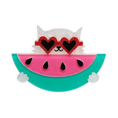 Erstwilder - Sunnies & Seeds Cat Watermelon Brooch (2020) - 20th Century Artifacts