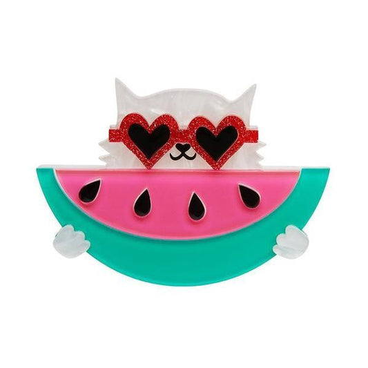 Erstwilder - Sunnies & Seeds Cat Watermelon Brooch (2020) - 20th Century Artifacts