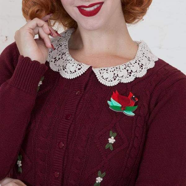 Erstwilder - The Christmas Cardinal Brooch - 20th Century Artifacts