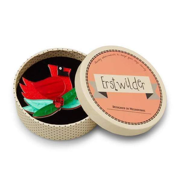 Erstwilder - The Christmas Cardinal Brooch - 20th Century Artifacts