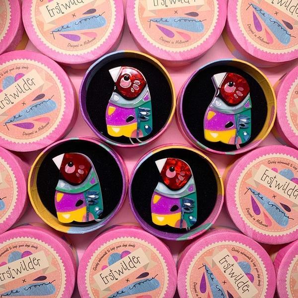 Erstwilder - The Gracious Gouldian Finch Brooch (Pete Cromer) (2019) - 20th Century Artifacts