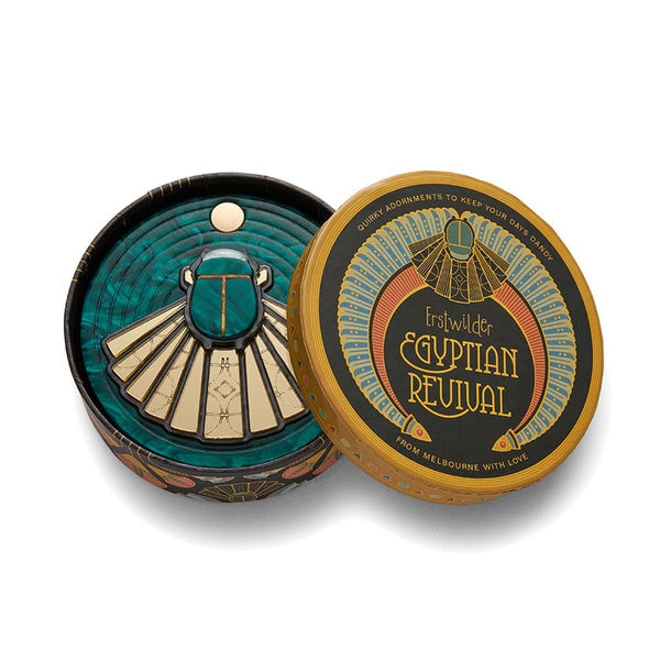 Erstwilder - The Heart of Egypt Scarab Mirror Compact - 20th Century Artifacts