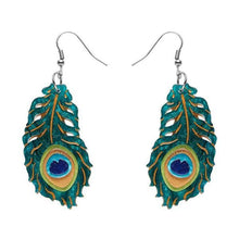 Load image into Gallery viewer, Erstwilder - The Royal Eye Peacock Feather Earrings - 20th Century Artifacts