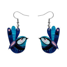 Load image into Gallery viewer, Erstwilder - The Splendid Fairy Wren Earrings (Pete Cromer) (2021) - 20th Century Artifacts