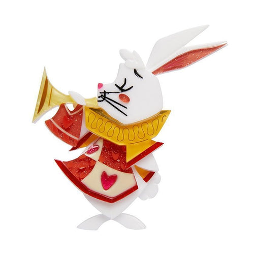 Erstwilder - The White Rabbit Announces Brooch - 20th Century Artifacts