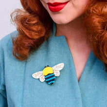 Load image into Gallery viewer, Erstwilder - To Bee or Not to Bee Blue Banded Bee Brooch (2020) - 20th Century Artifacts