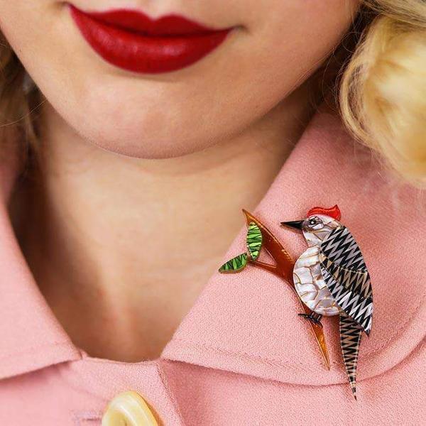 Erstwilder - Tori Tree Drummer Woodpecker Brooch (2017) - 20th Century Artifacts