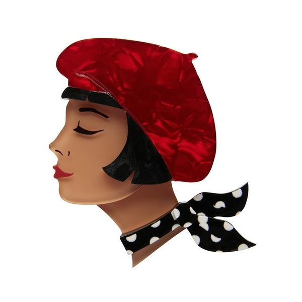 Erstwilder - Très Chic Brooch - Red + Metro GWP - 20th Century Artifacts