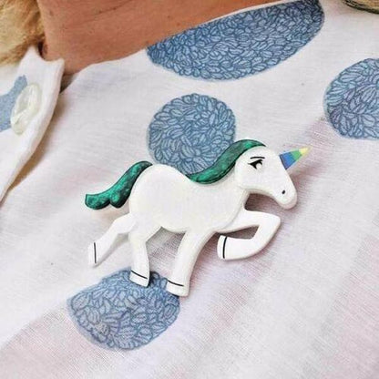 Erstwilder - Ula the Unicorn Brooch (2017) green - 20th Century Artifacts