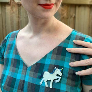 Erstwilder - Ula the Unicorn Brooch (2018) blue - 20th Century Artifacts