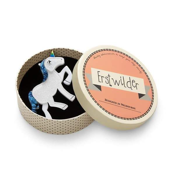 Erstwilder - Ula the Unicorn Brooch (2018) blue - 20th Century Artifacts