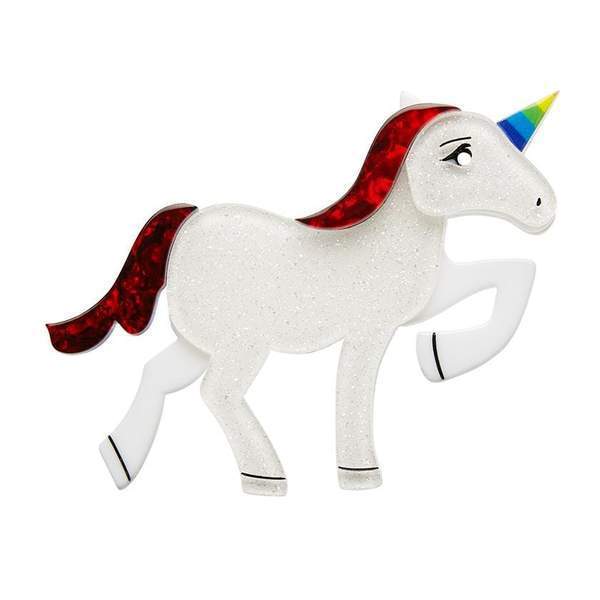 Erstwilder - Ula the Unicorn Brooch (2018) red - 20th Century Artifacts