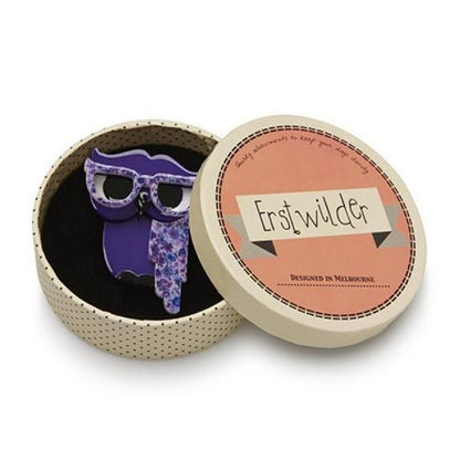Erstwilder - Waldo the Wacky Wise Owl Brooch (2016) purple - 20th Century Artifacts