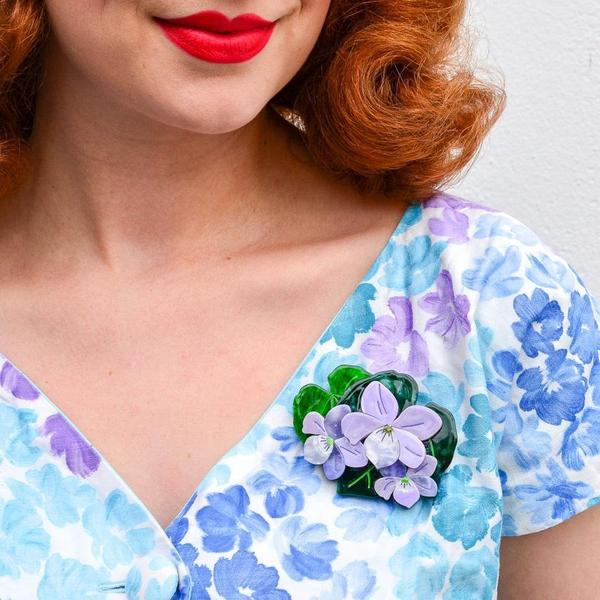 Erstwilder - Where the Wild Things Are Violets Brooch (2019) - 20th Century Artifacts
