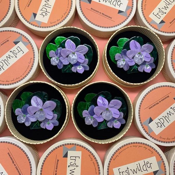 Erstwilder - Where the Wild Things Are Violets Brooch (2019) - 20th Century Artifacts