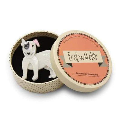 Erstwilder - Willie the White Bull Terrier Dog Brooch (2017) - 20th Century Artifacts