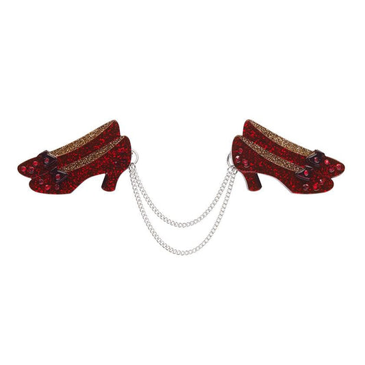 Erstwilder - Wizard of Oz - Ruby Slippers Double Brooch - 20th Century Artifacts