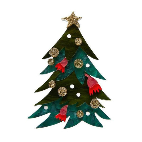 Erstwilder - Yuletide Timber Christmas Tree Brooch - 20th Century Artifacts