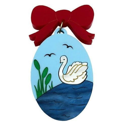 Peppy Chapette - Swan Lake Locket Brooch - 20th Century Artifacts