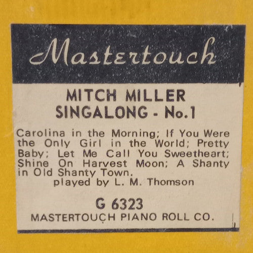 Pianola Roll - Mitch Miller Singalong No 1 - Mastertouch G6323 - 20th Century Artifacts