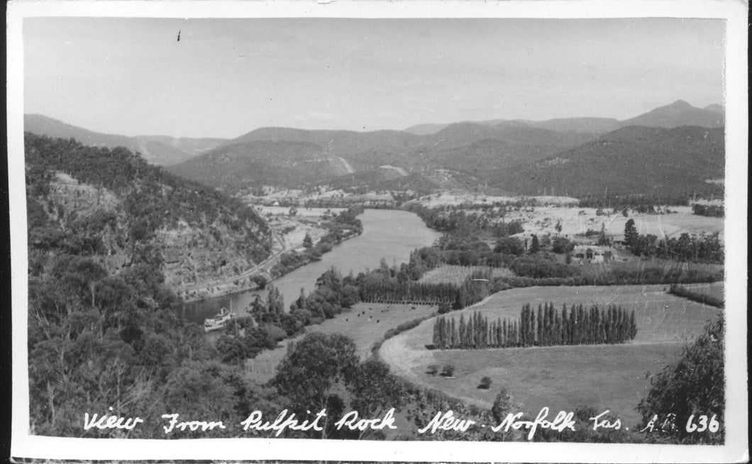Postcard - View From Pulpit Rock, New Norfolk, Tasmania circa 1950 - 20th Century Artifacts