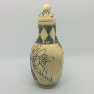Snuff Bottle - Carved Bone Erotic Couple 1 of 5 - 20th Century Artifacts