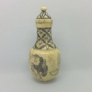 Snuff Bottle - Carved Bone Erotic Couple 2 of 5 - 20th Century Artifacts