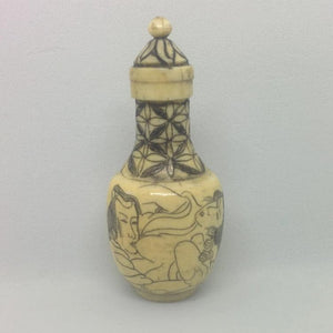 Snuff Bottle - Carved Bone Erotic Couple 2 of 5 - 20th Century Artifacts